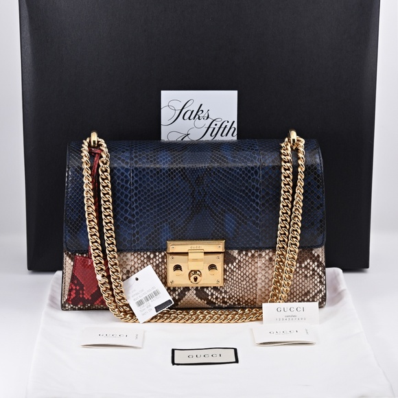 New Gucci Padlock Medium Python Shoulder Bag - Picture 5 of 8